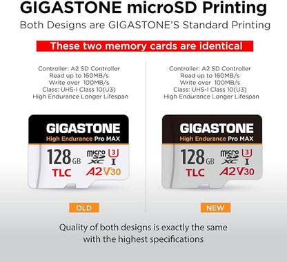 【5 Yrs Free Data Recovery】【Dash Cam】 GIGASTONE 128GB Micro SD Card, TLC High Endurance Pro MAX, Speed Up to 160MB/s, Compatible with REDTIGER Rove VIOFO VANTRUE PRUVEEO, MicroSDXC UHS-I A2 V30 U3