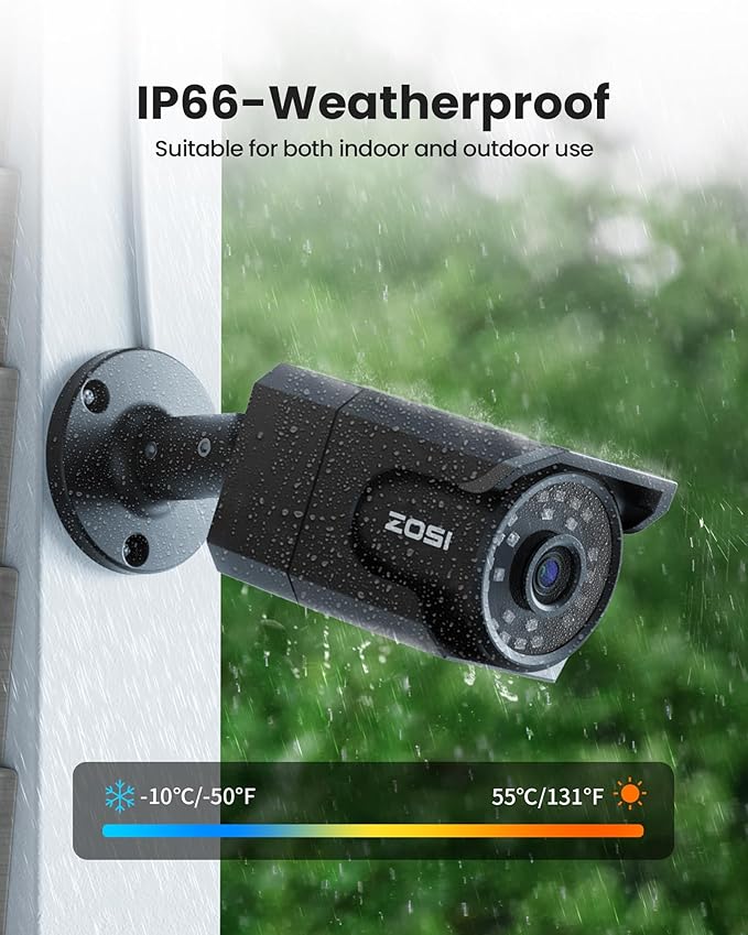 ZOSI 4K 16CH PoE Security Camera System, 16 x 8MP PoE IP Camera Outdoor Indoor with Human Detection, 100ft IR Night Vision, IP66 Weatherproof, 4K 16CH H.265+ NVR with 4TB HDD for 24/7 Audio Recording