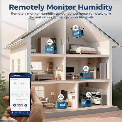 ALORAIR Wi-Fi Crawlspace Dehumidifier, 113 Pint with Drain Hose for Crawl Space, Basement, Commercial and Water Damage Restoration, Compact and Portable, Auto-Defrost