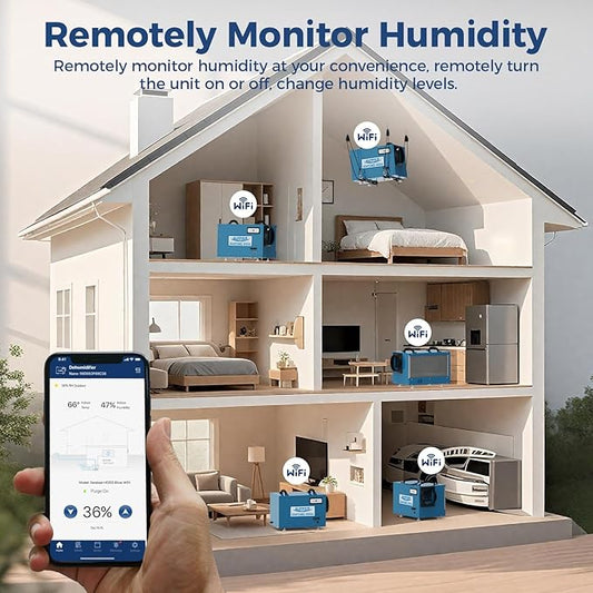 ALORAIR Wi-Fi Crawlspace Dehumidifier, 113 Pint with Drain Hose for Crawl Space, Basement, Commercial and Water Damage Restoration, Compact and Portable, Auto-Defrost