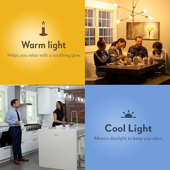 Diodesy- A19 LED Smart WiFi Light Bulbs Works with Alexa and Google Home No Hub Required Tunable White Color 2200K-6500K 8W (60W Equivalent) 800 Lumens E26 Medium Base Non-Dimmable UL Listed Pack of 4