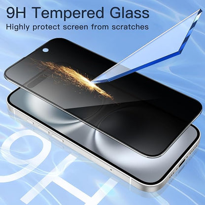 JETech Privacy Full Coverage Screen Protector for iPhone 16 6.1-Inch, Black Edge Anti-Spy Tempered Glass Film with Easy Installation Tool, Case-Friendly, 2-Pack