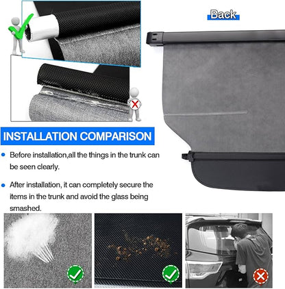 Powerty Retractable Cargo Cover for 2012-2016 Honda CRV, Canvas Texture Trunk Cover Privacy Screen Rear Security Shade for CR-V Accessories