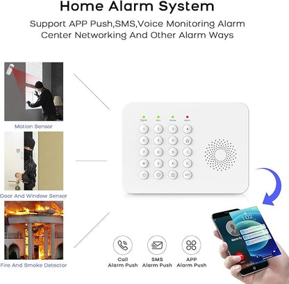 Home Security System with WiFi/4G Phone App Alerts Alarm System,Door Window Alarms Sensors,Motion Sensors,Remote,NO Monthly Fees Auto Alarm Dial Easy to Install,for Apartment,Garage,Warehouse