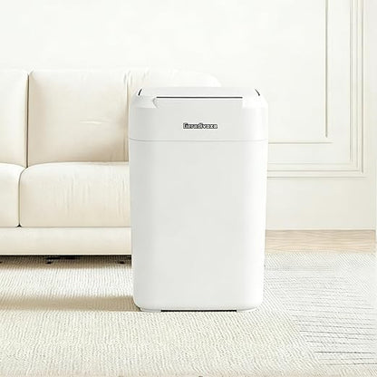 4.5 Gallon Smart Self-Sealing & Self-Changing Trash Can, 17L Automatic Motion Sensor Garbage Bin with Lid, Touchless Electric Wastebasket for Bathroom, Bedroom, and Office - White