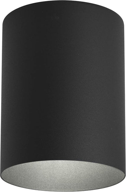 Progress Lighting 5-Inch Cylinder Outdoor Ceiling Light, 1-Light Modern Flush Mount Ceiling Light Fixture, Interior and Exterior Lighting for Home or Porch, Aluminum Construction, Black (P5774-31)