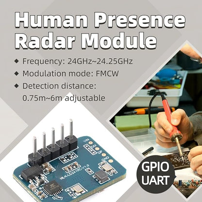 LD2410C Sensor Module HLK-LD2410 Human Presence Radar Sensor Module LD2410 Millimeter Wave Radar Sensor Module Non Contact 24GHz ISM Band Serial Port IO Level Output