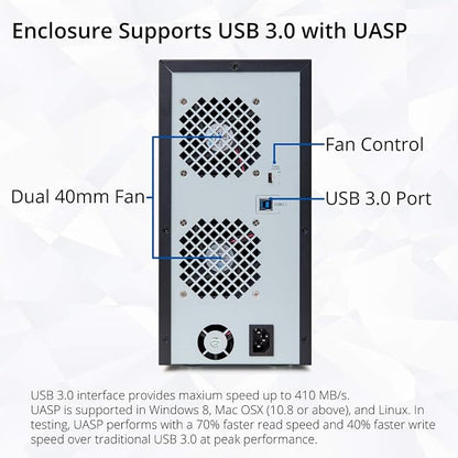 IO CREST Hard Drive Enclosure Supports Multi Bay via USB Interface, Black, 8-Bay