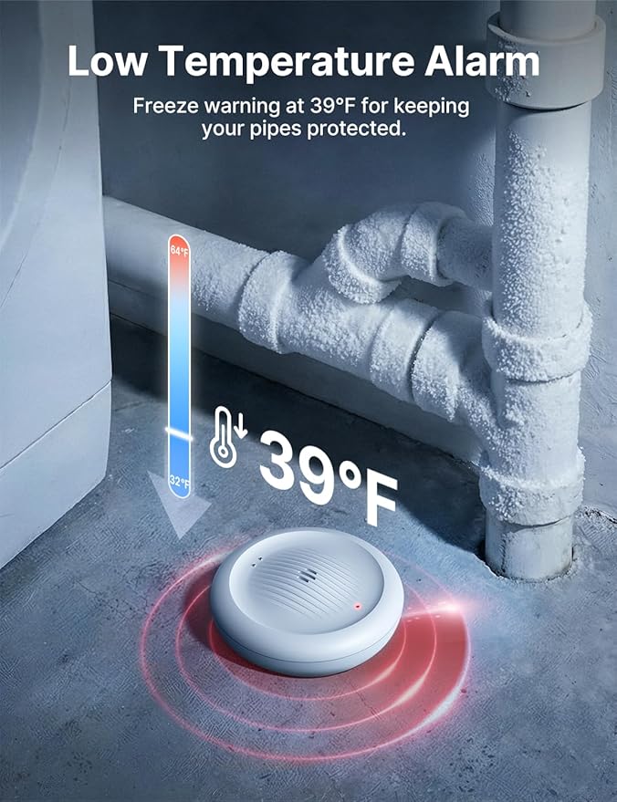 X-Sense Wi-Fi Water Leak Detector Kit, Smart Water Sensor Alarm with App Alerts and Ultra-Slim Design, Water Alarm Leak Detector for Basements, Model SWS0B, 3 Packs