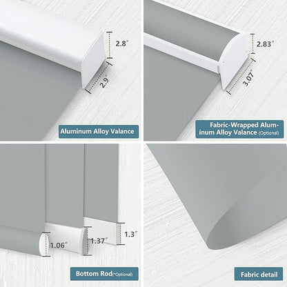 Bringnox Motorized Blinds with Remote,100% Blackout Smart Roller Blinds Compatible with Apple Homekit Google Home and Alexa Via HUB,and Customized (Vinyl Grey-16)