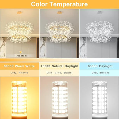 10-Pack G9 LED Bulbs 3000K Yellow, Warm White, 6W 60W Equivalent, 600LM Warm White T4 Crystal Chandelier Lights, G9 Bi-Pin Ceramic Base, Non-Dimmable