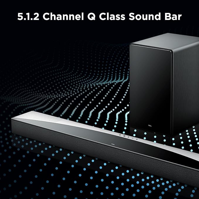 TCL Q75H 5.1.2 Surround Sound Bar with Wireless Subwoofer for Smart TV | Dolby Atmos DTS:X Auto Calibration | 620W Power Bluetooth Home Theater Speaker | App Control & Remote Control | Latest Model