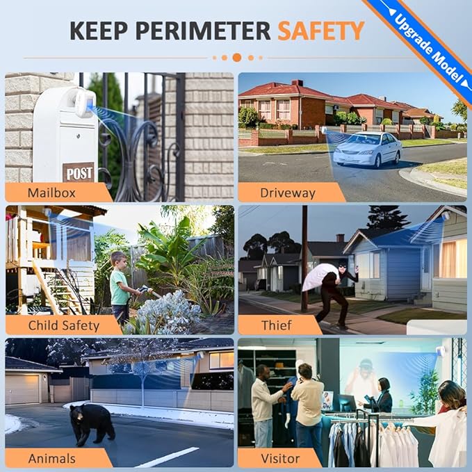 Driveway Alarm Motion Sensor - Driveway Alarms Wireless Outside Weatherproof Motion Detector Presence Outdoor Detector Door Home Security System Gate Mailbox Alert 1 Receiver and 2 Sensors