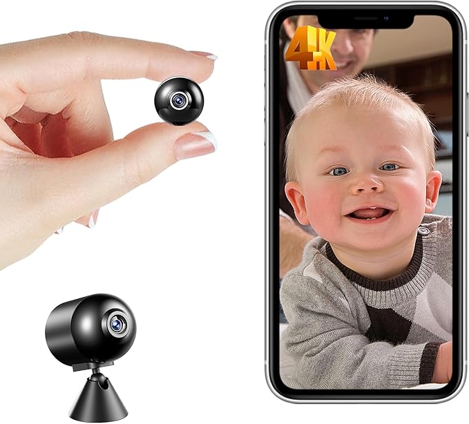 Tiniest WiFi Battery Camera,Ultra Mini Camera,Pocket-Sized,HD4K Video Live surveillance,No Need Wifi Camera,Nanny Cam,Smart Alerts Home Baby Monitor,Pet Monitoring with Night Vision,Motion Detection
