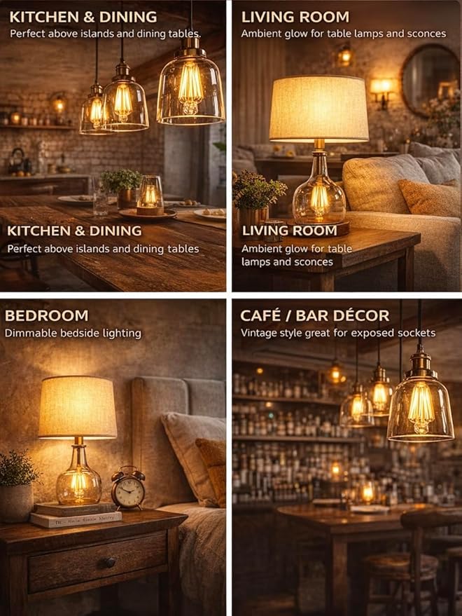 Smart Light Bulb Smart Bulbs LED WiFi Dimmable Vintage Smart Bulb ST19 Vintage Filament Smart Bulb E26 Base Soft Warm Amber No Hub Required