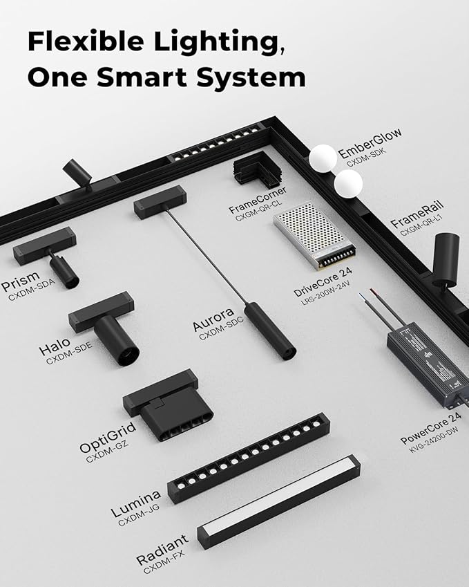 SCON 1.65FT/ 19.7in Track Rails, Recessed Magnetic Track Lighting Kit, 50cm Aluminum Rail System, Easy Installation for Flush-Mount LED Lamp Heads, for Use at the End of Magnetic Track Lighting System