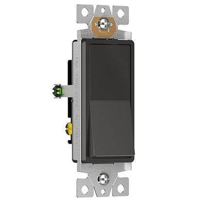 ENERLITES 3-Way Decorator Paddle Light Switch, Gloss Finish, Single Pole or Three Way, 3 Wire, Grounding Screw, Residential Grade, 15A 120V/277V, UL Listed, 93150-DB, Dark Bronze