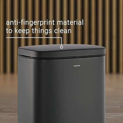 happimess Curtis 8 Gal Step Trash Can Soft Close 25", Charcoal Black