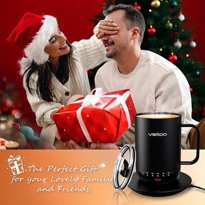 Vsitoo S3 Pro 16oz Smart Self Heating Coffee Mug,Heated Coffee Mug with Auto-Sensing AI Heats Drinks to 120-150°F Hands-Free.Perfect for Home/Office,Ideal Gift fo Men/Women, Black