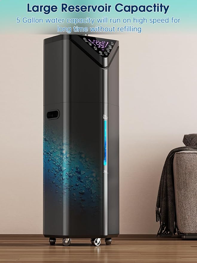 5Gal Humidifiers for Bedroom Large Room 2800 sq ft, 19L Quiet Humidifiers for Large Room, Floor Humidifier with 6 Mist Mode & Auto 180°Mist Tube for Home Whole House School Office Commercial Plants