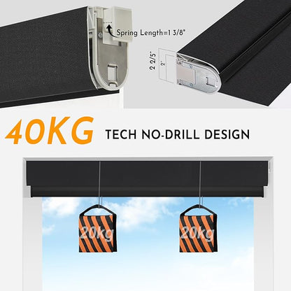 Persilux No Drill No Tools Smart Zebra Blinds Dual Layer Privacy for Day and Night Window Blinds Blackout Cordless Shades for Windows,Thermal Insulated,Custom Sizes,Bella Black,RS2241B-11