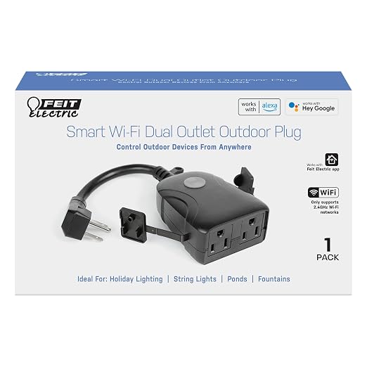 Feit Electric 120V 15A Smart Wifi Enabled Dual Outlet Wall Plug