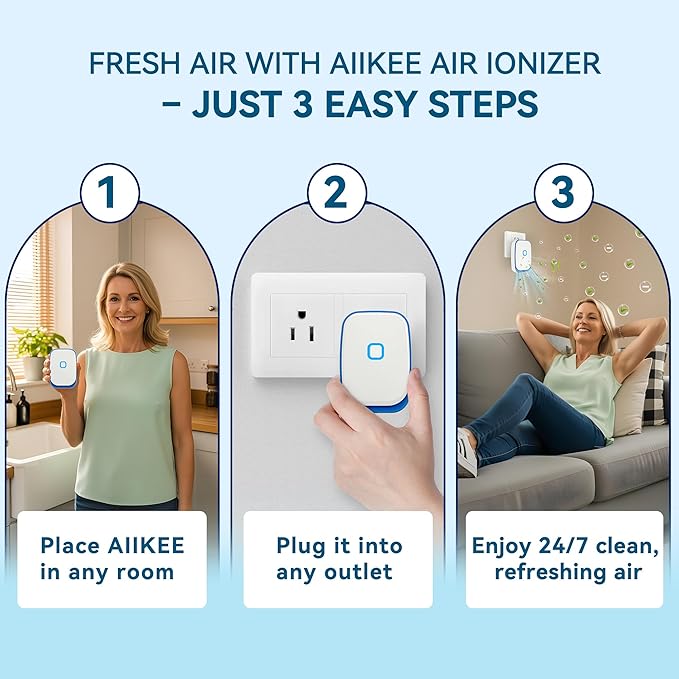 Plug In Air Ionizers for Home – 4 Pack Negative Ion Air Cleaner for Strong Dog Poof, Cat Litter Box Deodorizer, Air Purifier For Smoke, Kitchen Odor, Bathroom Closet Shoe Cabinet Office – White