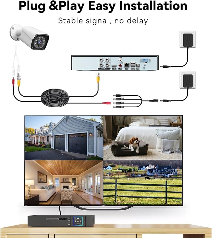 Wired Security Camera System Outdoor, 4X 3MP CCTV Camera, 500G HDD