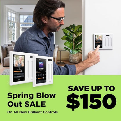 Brilliant Smart Home Control (2-Switch Panel) — Alexa Built-In & Compatible with Ring, Sonos, Hue, Google Nest, Wemo, SmartThings, Apple HomeKit — In-Wall Touchscreen Control for Lights, Music, & More