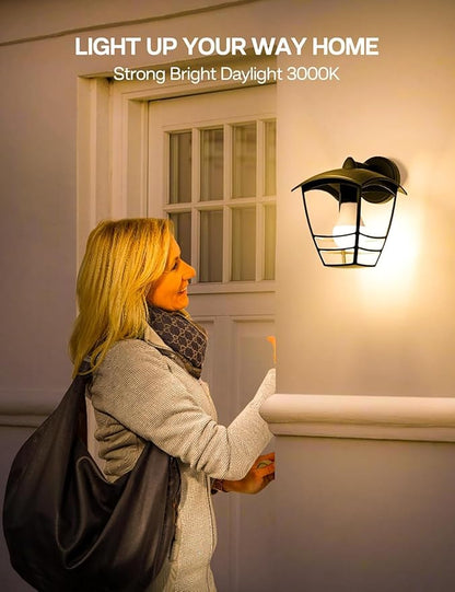 Dusk to Dawn Sensor LED Outdoor Light Bulb, Warm White 3000K, A19 13W(100 Watt Equivalent) Bright Porch Lighting, 1200LM, Auto-On/Off Photocell Sensor for Garage Yard Patio Garden- 2 Pack
