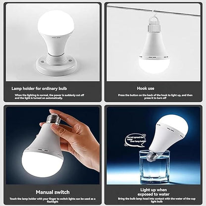 Bulbs, Rechargeable Emergency Light Bulbs, Battery Powered Energy Efficient 12w LED Light Bulb with Hook, for Home, Camping