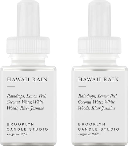 Pura & Brooklyn Candle Studio Home Scent Refill - Smart Home Air Diffuser - Up to 120-Hours of Luxury Fragrance per Refill - Home Essential - Clean & Safe Diffuser Fragrance - 2 Pack, Hawaii Rain