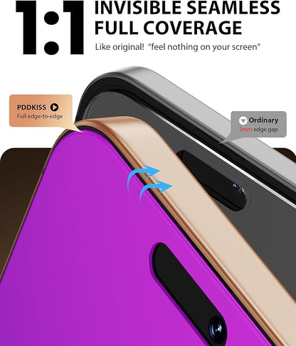 PDDKISS Compatible for iPhone 17 Privacy Screen Protector 6.3 Inch, Purple Gradient Anti Spy Anti Blue Light HD Tempered Glass Easy Installation