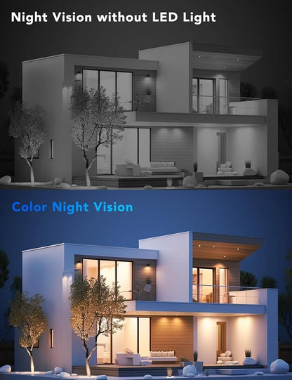 2K Solar Security Cameras Wireless Outdoor, 360°PTZ Battery Powered Cameras for Home Security, 2.4G WiFi Outdoor Camera with Color Night Vision, IP66 Waterproof, Motion Sensor Alarm, Black-2P