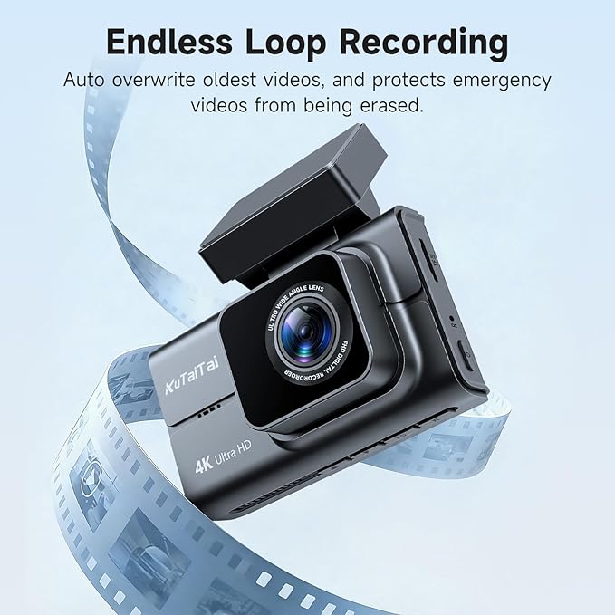 4K Dash Camera Front and Rear, HDR&WDR Night Vision, Dash cam with Built-in WiF, GPS, Car Dashcam with 3" Touch Screen, 170° Wide Angle, Loop Recording, 24H Parking Mode, Supports 256GB Max