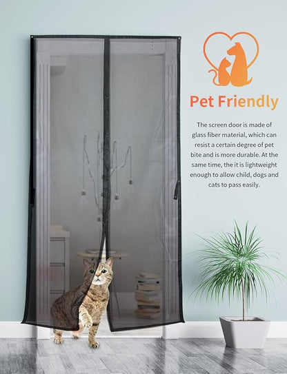 FEGO Magnetic Screen Door Fit Door Size:36"x82", Screen Itself Size 38"x83", Enjoy Breeze, Hands Free Entry, Reinforced Fiberglass Mesh Anti-Tearing, Pet & Kid Friendly, Strong Magnets for Patio/Front
