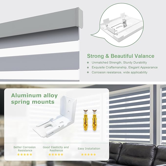 Motorized Blinds with Remote 80% Blackout Smart Electric Zebra Shades Built-in Rechargeable Automatic Blinds for Window Compatible with Alexa Google Luxurious Grey