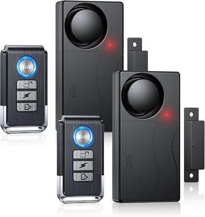 Wireless Door Alarm, 110dB Loud Door Chimes When Door Opens - Door Sensor Alarm with Remote, Battery Operated, for Home Security, Kids Safety, Dementia, Windows(2 Pack)