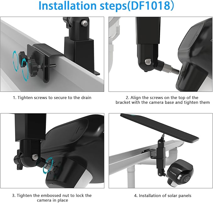 2 in 1 Camera Gutter Mount for Reolink Argus 4 Pro 4K Solar Security Cameras (Black)