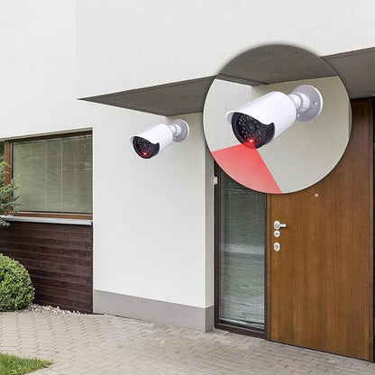 WALI Dummy Fake Simulated Surveillance Security CCTV Dome Camera Indoor Outdoor with One LED Light, Warning Security Alert Sticker Decal (TC-W8), 8 Packs, White