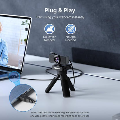 NexiGo N60 Pro 4K Webcam for PC, 4K UHD Sony Sensor, Autofocus, 1080p 60 fps, Noise-Canceling Mics, Privacy Cover, Distortion-Free Lens, 4X Digital Zoom, Works with Switch 2/Zoom/Teams/Google Meet