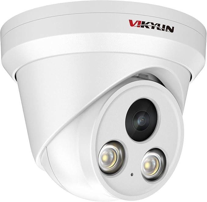VIKYLIN 4K 8MP Full Color AI Turret IP PoE Camera,F1.0 Aperture 98ft Color Night Vision,Built-in Mic,Human/Vehicle Detection,2.8mm Lens,H.265,IP67 Security IP Camera,NDAA Compliant