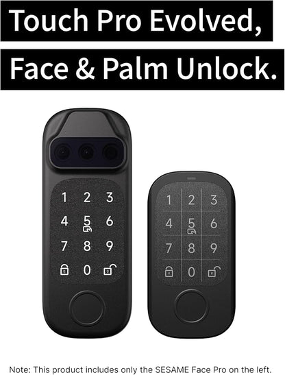 Sesame Face Pro, Smart Lock, SmartLock, Biometric Face & Palm Recognition, Passcord, Fingerprint, NFC Card, Bluetooth Keyless Entry Door Lock for Front Door, Home, Airbnb, Vacation Rental