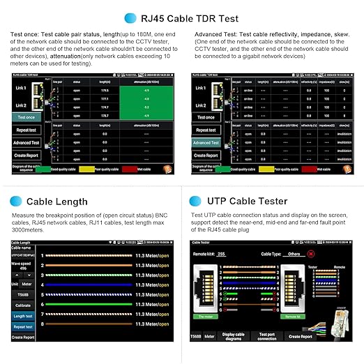 4K 12MP IP Camera Tester, WANLUTECH 90W PoE Power Output 8'' Touchscreen CCTV Test for 8MP TVI CVI AHD CVBS Cameras, SFP Test, RJ45 Cable TDR Test, WiFi Network Tools, HDMI VGA (E89)