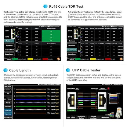 4K 12MP IP Camera Tester, WANLUTECH 90W PoE Power Output 8'' Touchscreen CCTV Test for 8MP TVI CVI AHD CVBS Cameras, SFP Test, RJ45 Cable TDR Test, WiFi Network Tools, HDMI VGA (E89)