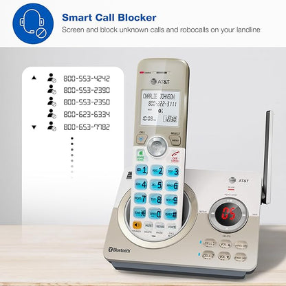 AT&T DL72219 DECT 6.0 2-Handset Cordless Phone for Home with Connect to Cell, Call Blocking, 1.8" Backlit Screen, Big Buttons, intercom, and Unsurpassed Range