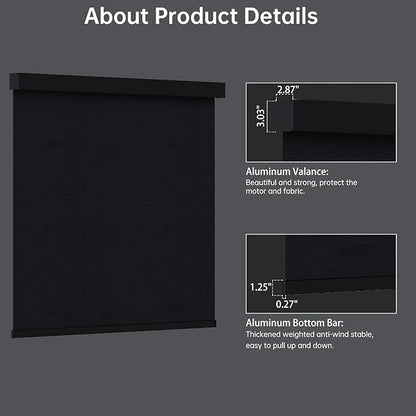 Motorized Blinds with Remote, Blackout Smart Blinds for Windows Automatic Roller Shades Compatible with Alexa, Motorized Shades Customized for Bedroom Home Office (Blackout-Vinyl Black)