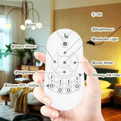 ORALUCE LED Remote Control Light Bulbs 60 Watt Equivalent, Dimmable 2700-6500K Lightbulbs E26 Base, A19 Bluetooth Smart Light Bulb for Lamp, Bedroom, 4 Pack with Remote Control