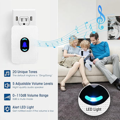 Daytech Caregiver Pager Call Button for Elderly at Home Nurse Alert System for Seniors Patient 2 Receiver 3 Panic Emergency Button