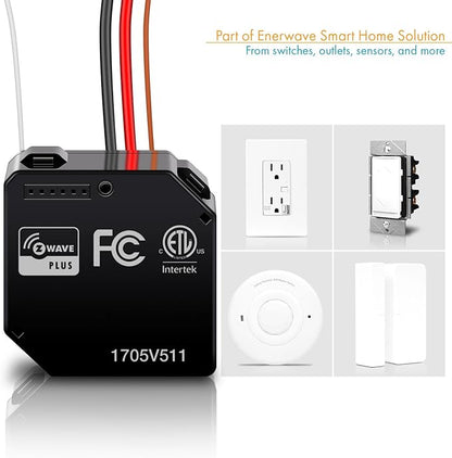 Z-Wave Plus Relay, Hidden Smart Switch Wireless Remote Control to Lights and Ceiling Fans, 120-277VAC, 10A, Neutral Wire Required, ZWN-RSM1-PLUS, Black, 2-Pack